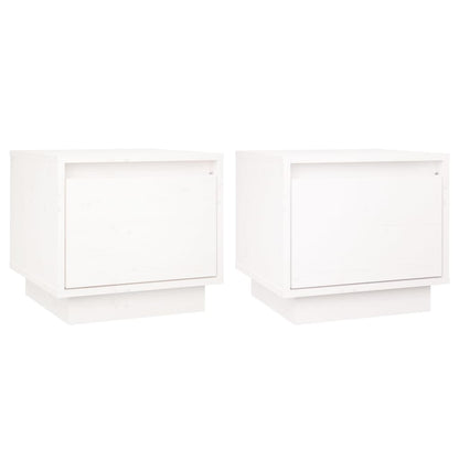Solid Pine White Bedside Cabinets 2pcs - 35x34x32 cm