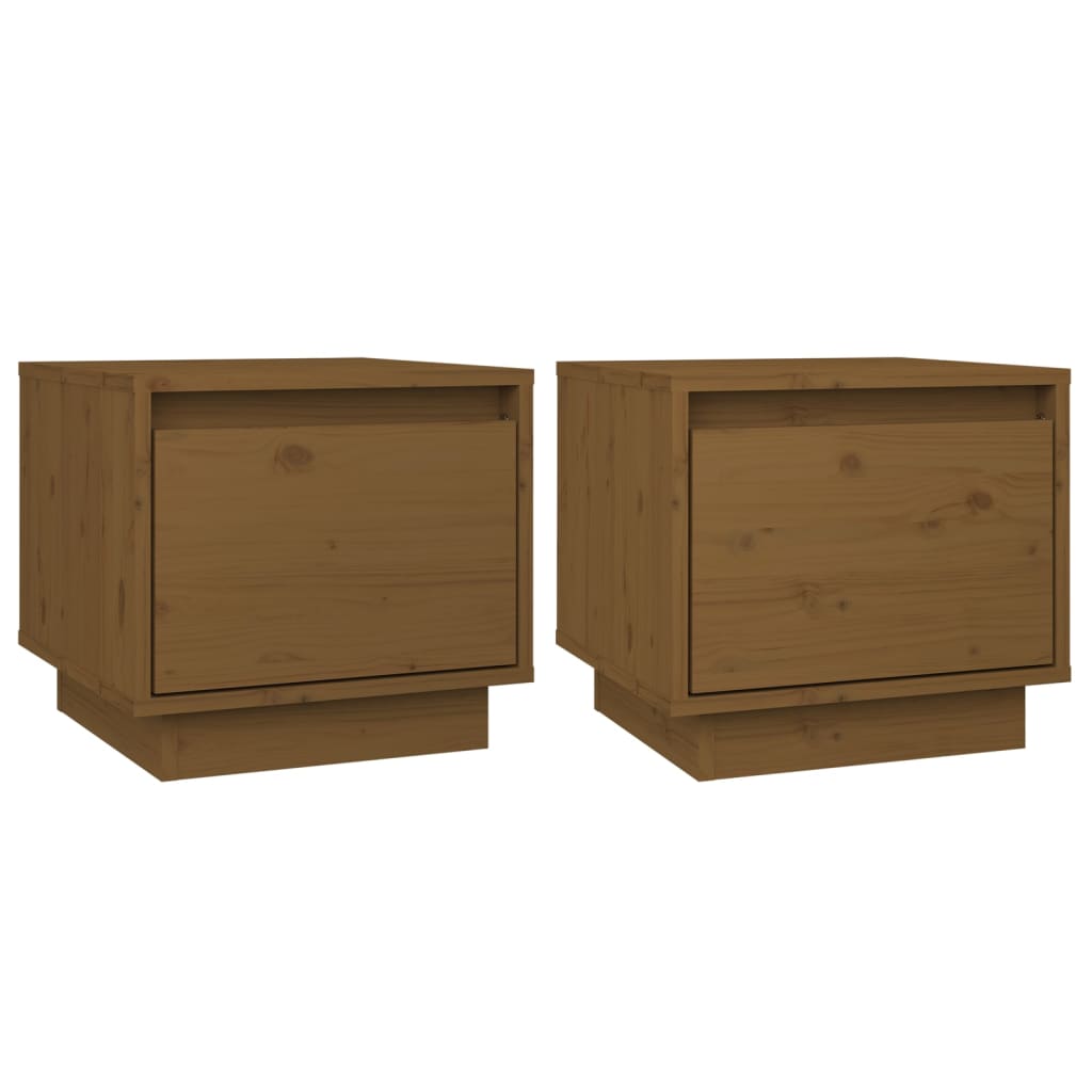 Solid Pine Wood Bedside Cabinets 2pcs, Honey Brown, 35x34x32 cm