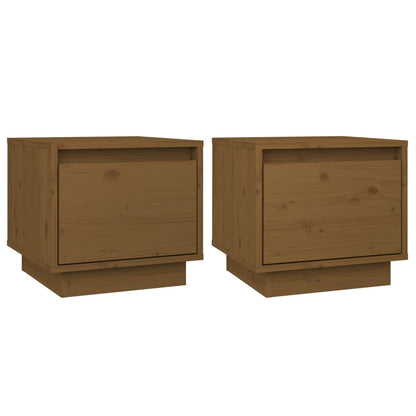 Solid Pine Wood Bedside Cabinets 2pcs, Honey Brown, 35x34x32 cm