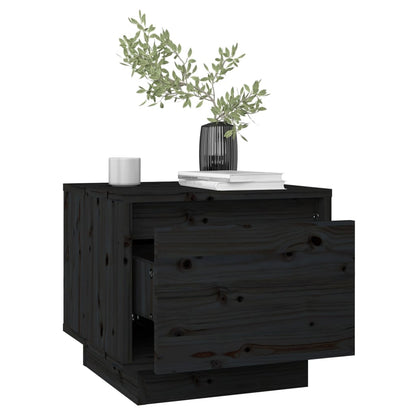 Black Solid Pine Bedside Cabinets Set, 2 pcs, 35x34x32 cm