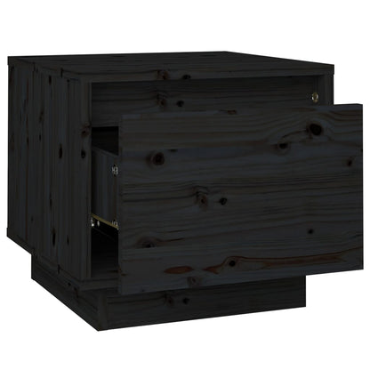 Black Solid Pine Bedside Cabinets Set, 2 pcs, 35x34x32 cm