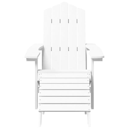 White HDPE Adirondack Chairs Set with Footstool & Table - Garden Ready