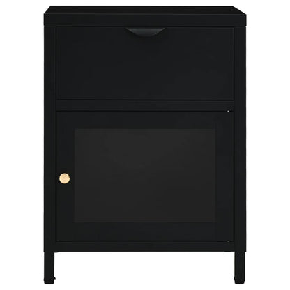 Black Steel & Glass Nightstands, Set of 2 – 40x30x54.5 cm