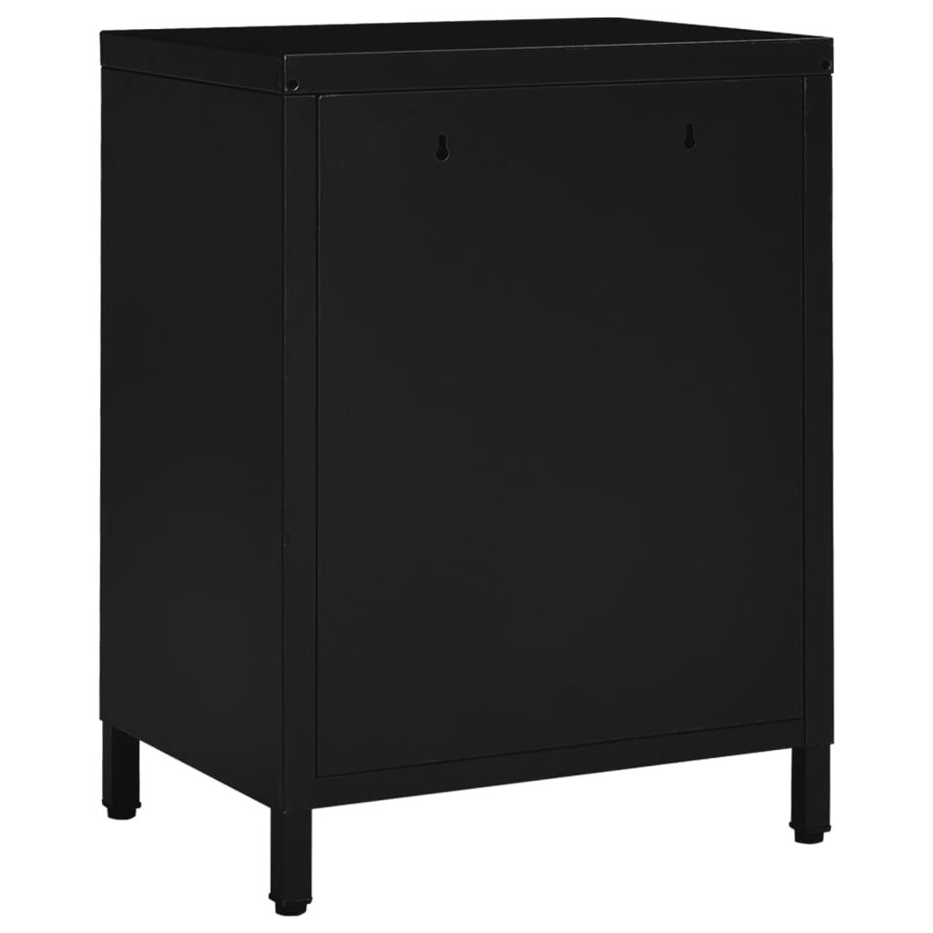 Black Steel & Glass Nightstands, Set of 2 – 40x30x54.5 cm