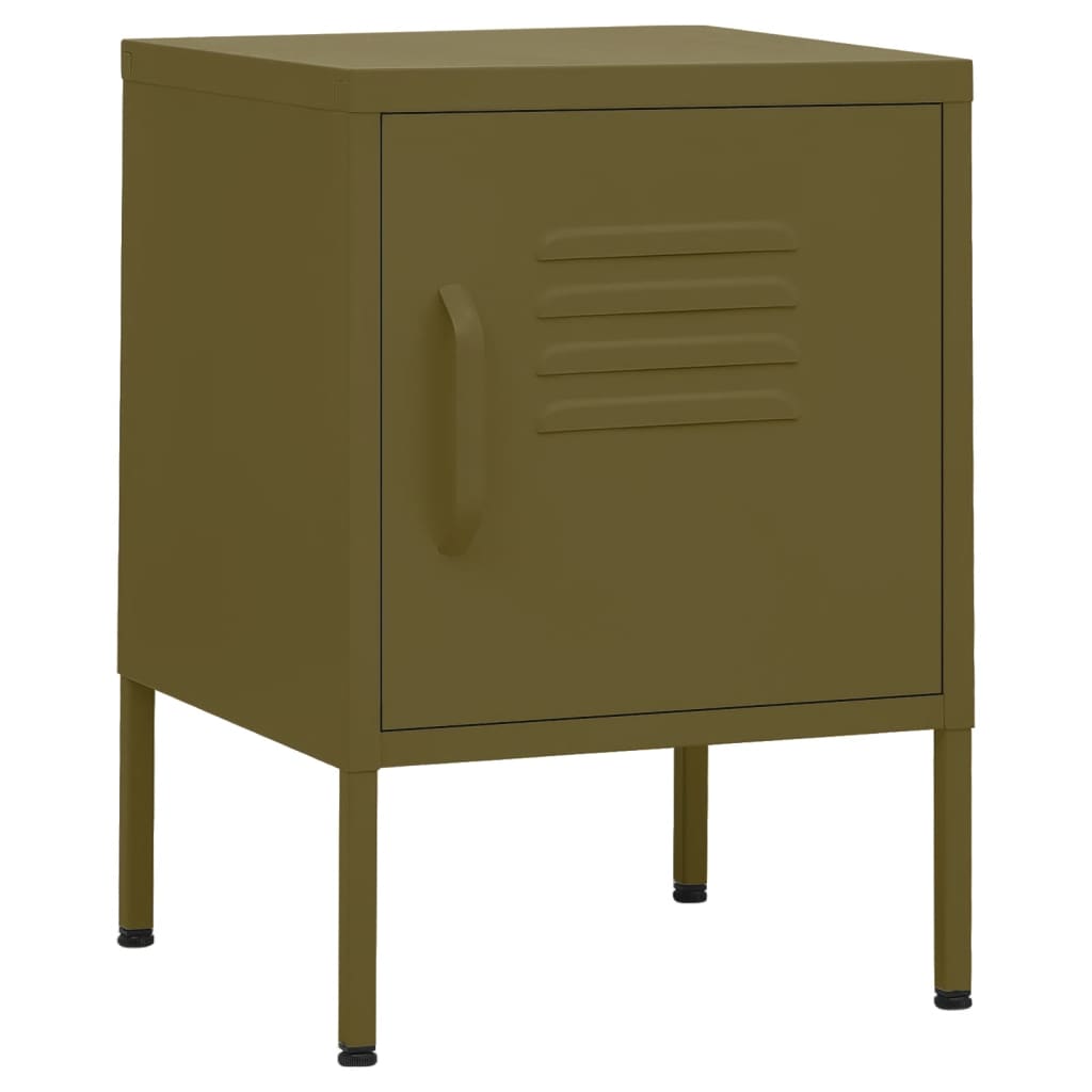 Olive Green Steel Nightstands Set of 2 - Modern 35x35x51 cm