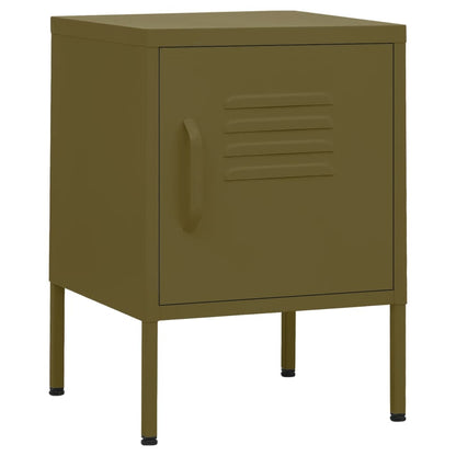 Olive Green Steel Nightstands Set of 2 - Modern 35x35x51 cm