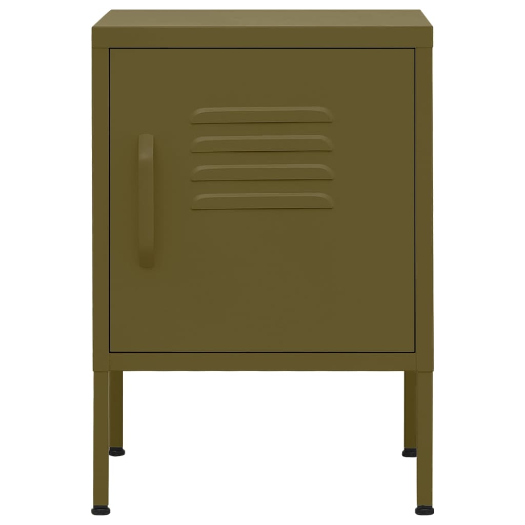 Olive Green Steel Nightstands Set of 2 - Modern 35x35x51 cm