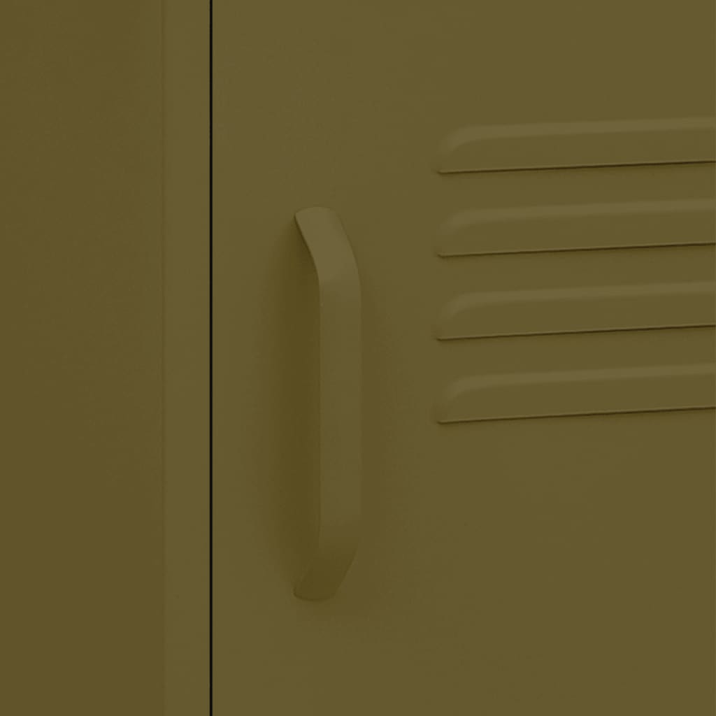 Olive Green Steel Nightstands Set of 2 - Modern 35x35x51 cm