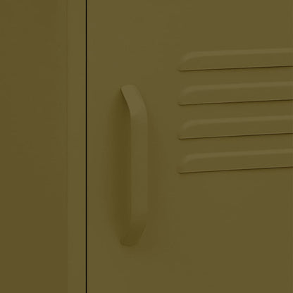 Olive Green Steel Nightstands Set of 2 - Modern 35x35x51 cm