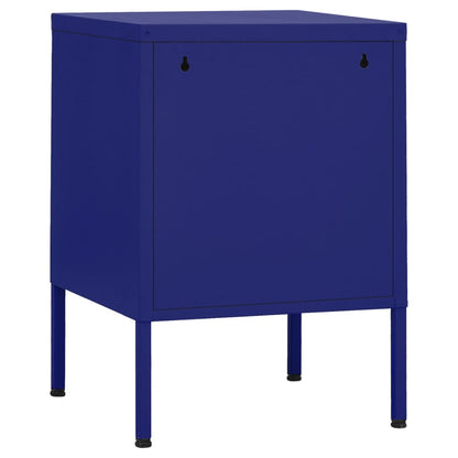 Navy Blue Steel Nightstands Set of 2 - 35x35x51 cm