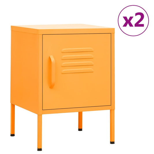 Mustard Yellow Steel Nightstands Set of 2, 35x35x51 cm