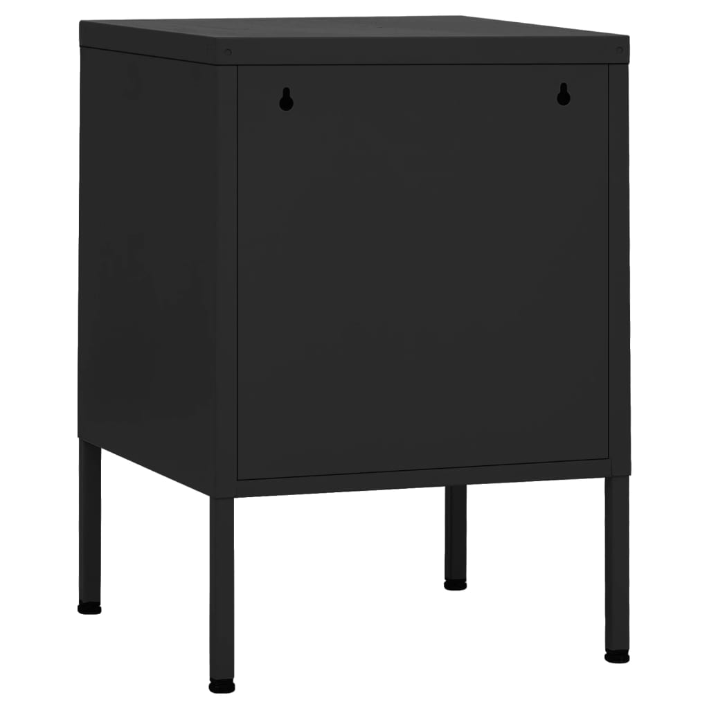 Set of 2 Black Steel Nightstands - 35x35x51 cm