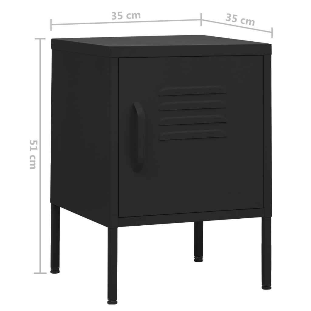 Set of 2 Black Steel Nightstands - 35x35x51 cm