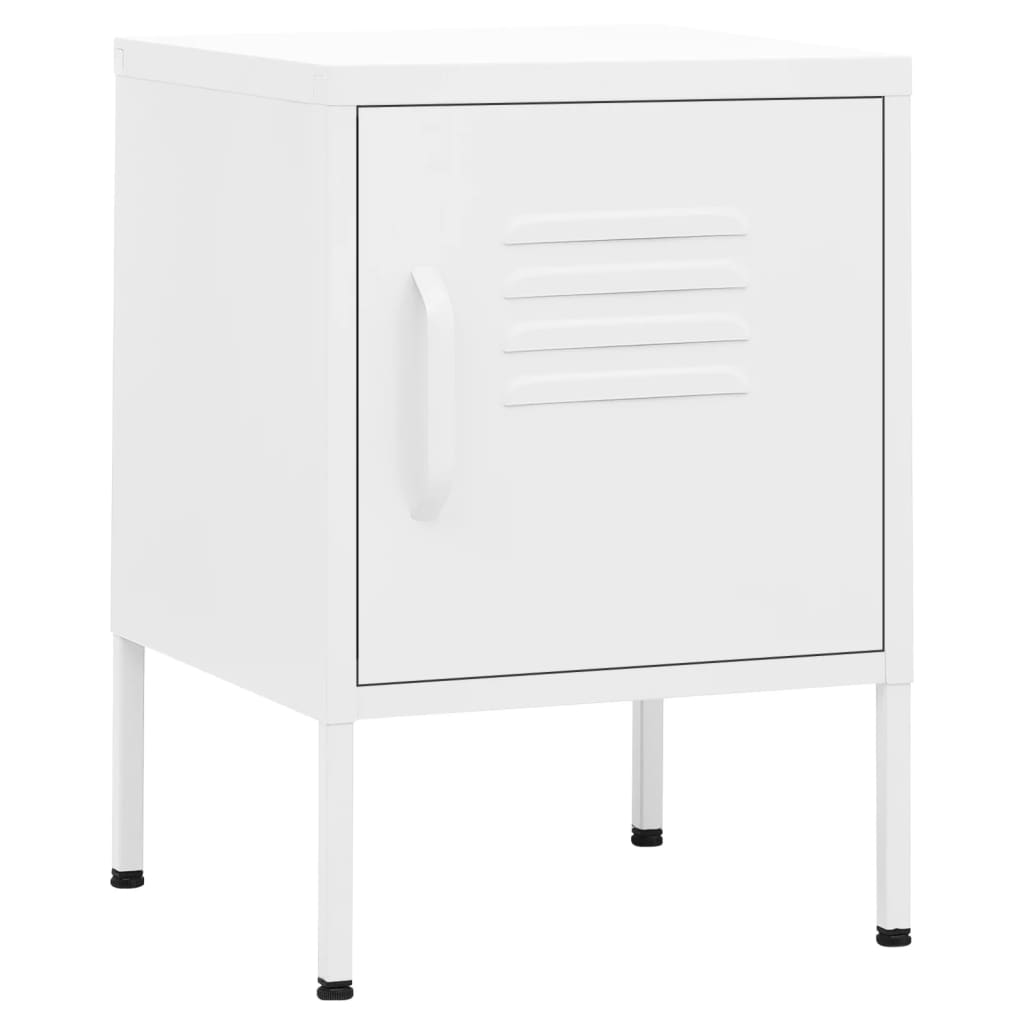 Set of 2 White Steel Nightstands - Modern 35x35x51 cm Design