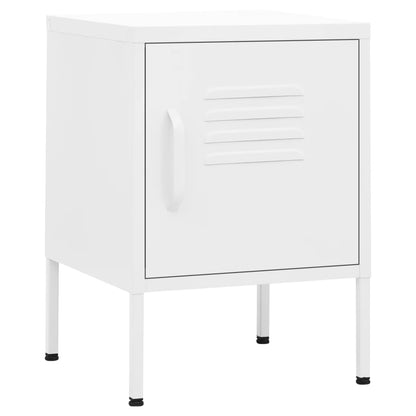 Set of 2 White Steel Nightstands - Modern 35x35x51 cm Design