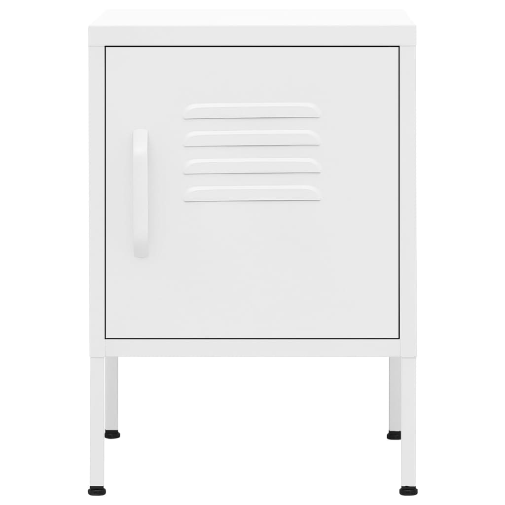 Set of 2 White Steel Nightstands - Modern 35x35x51 cm Design