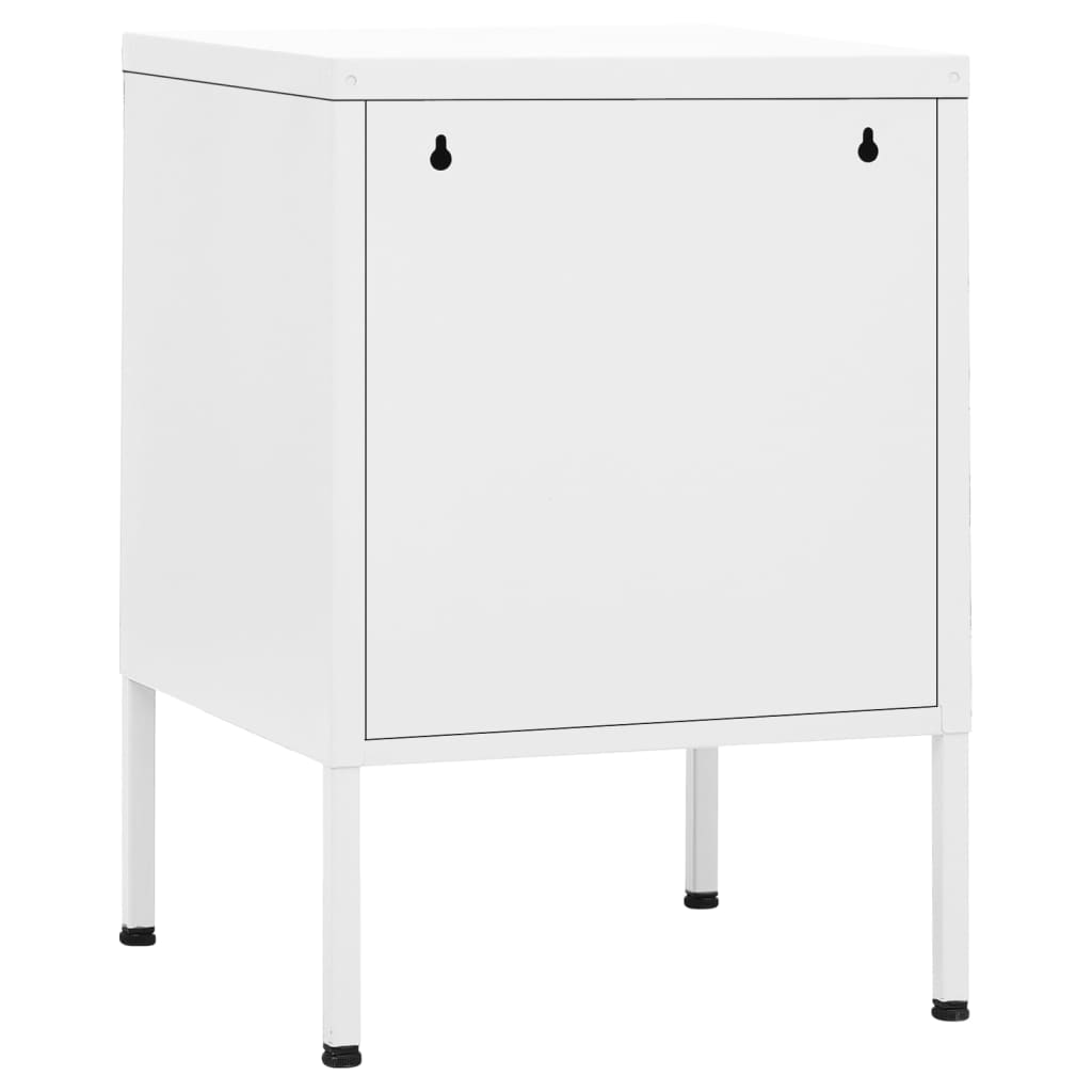 Set of 2 White Steel Nightstands - Modern 35x35x51 cm Design