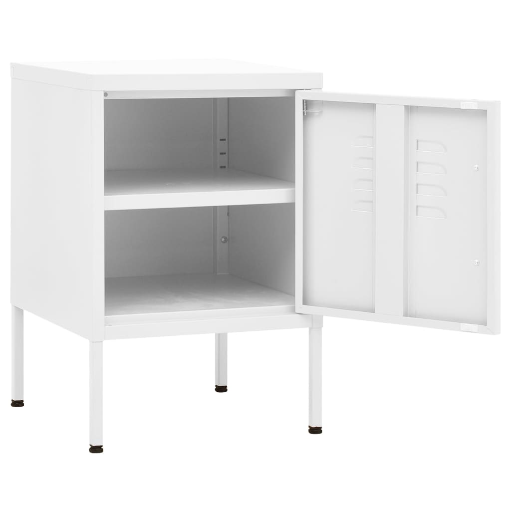 Set of 2 White Steel Nightstands - Modern 35x35x51 cm Design