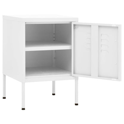 Set of 2 White Steel Nightstands - Modern 35x35x51 cm Design