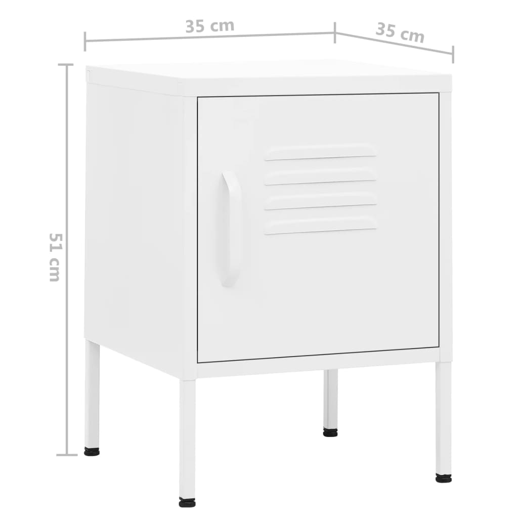 Set of 2 White Steel Nightstands - Modern 35x35x51 cm Design