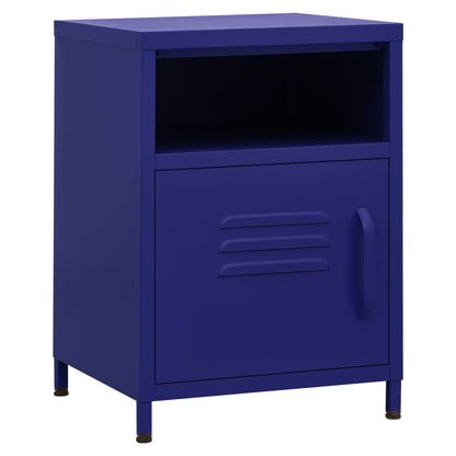 Navy Blue Steel Nightstands Set of 2, 35x35x51 cm