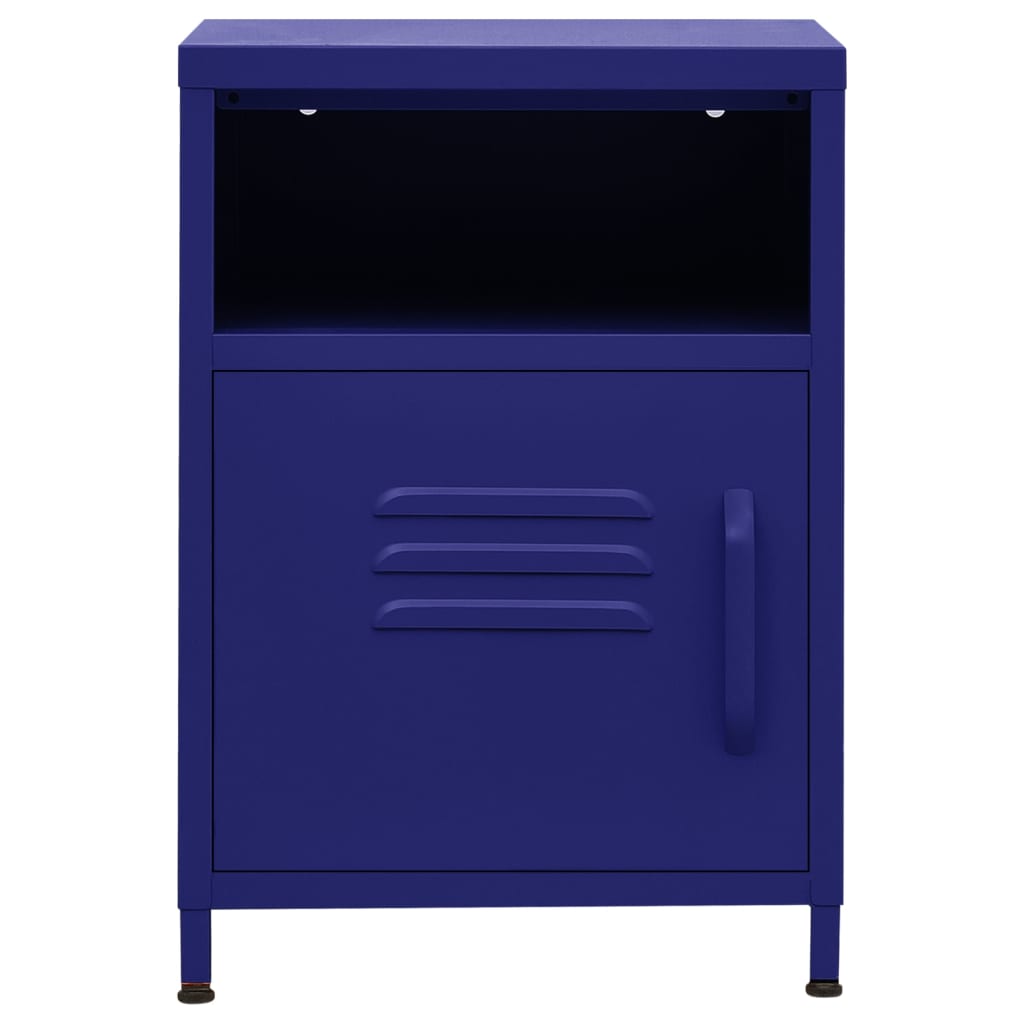 Navy Blue Steel Nightstands Set of 2, 35x35x51 cm