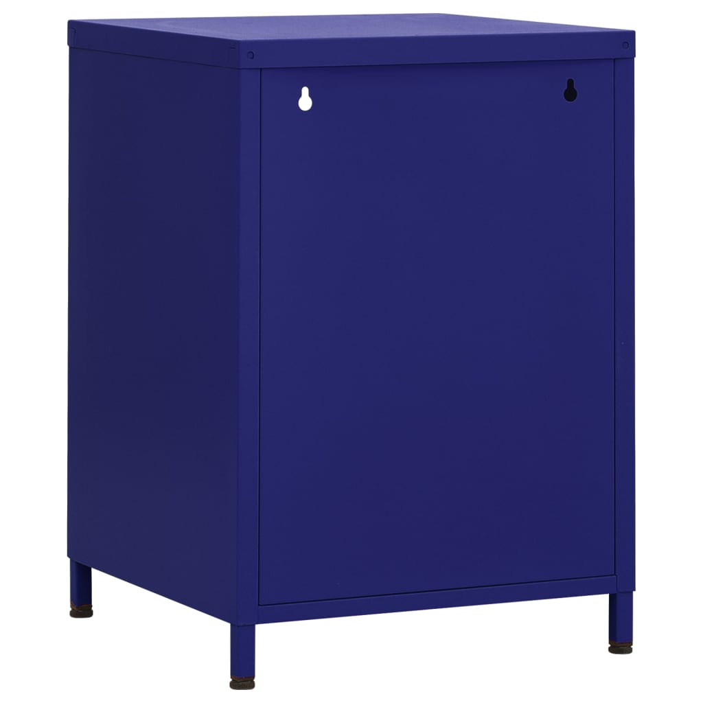 Navy Blue Steel Nightstands Set of 2, 35x35x51 cm