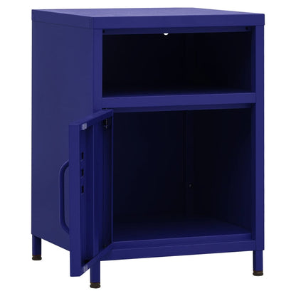 Navy Blue Steel Nightstands Set of 2, 35x35x51 cm