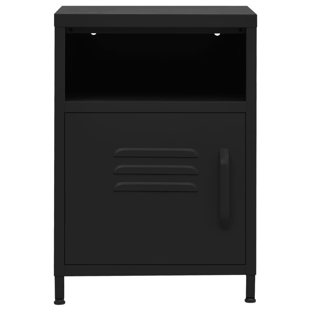 Set of 2 Black Steel Nightstands - 35x35x51 cm Durable Design