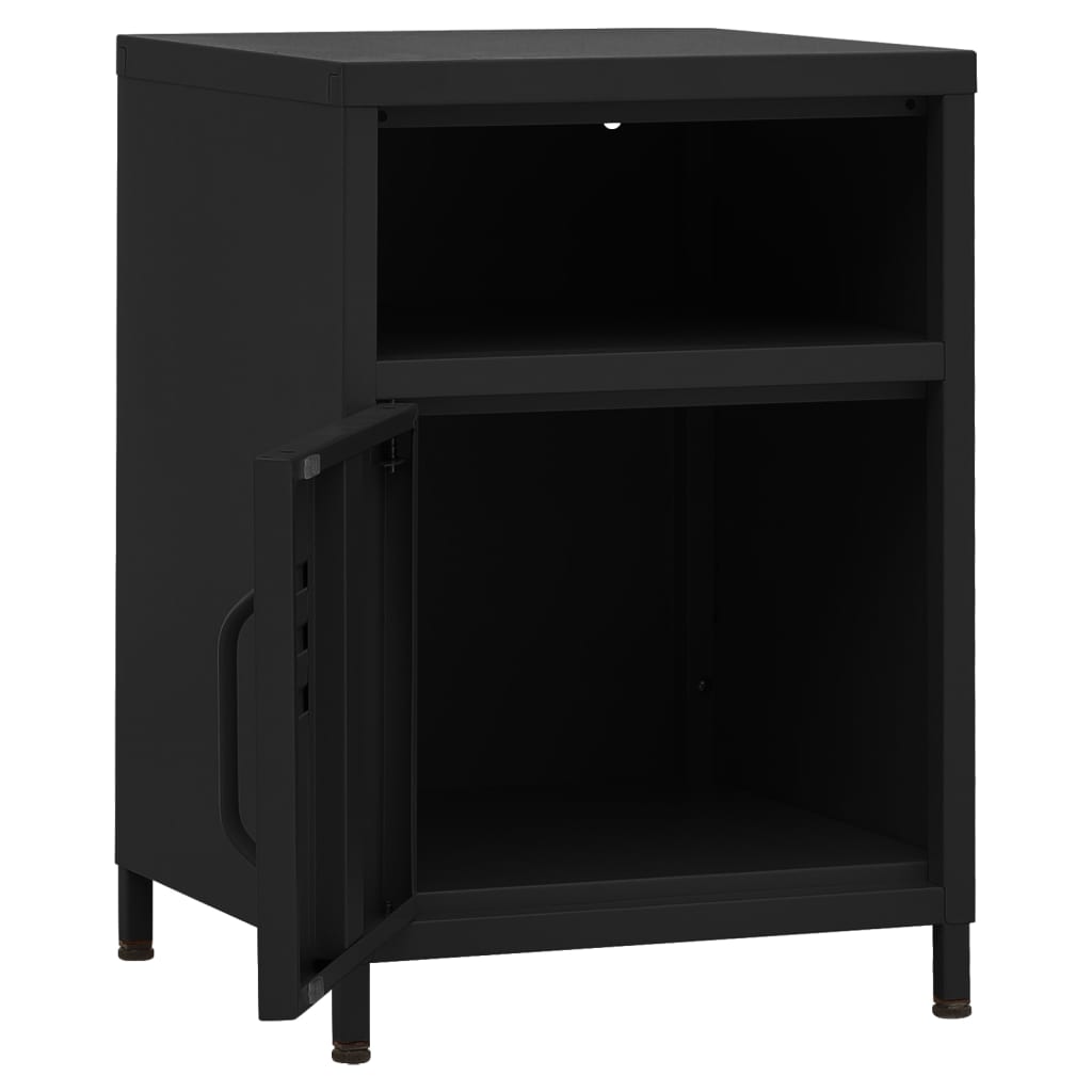 Set of 2 Black Steel Nightstands - 35x35x51 cm Durable Design