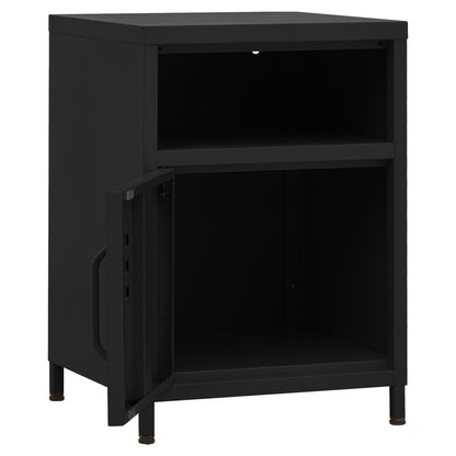 Set of 2 Black Steel Nightstands - 35x35x51 cm Durable Design