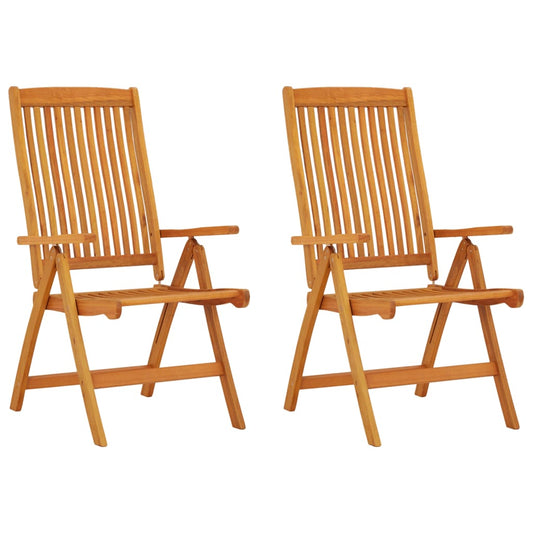 Solid Eucalyptus Folding Garden Chairs - Set of 2, Natural Finish