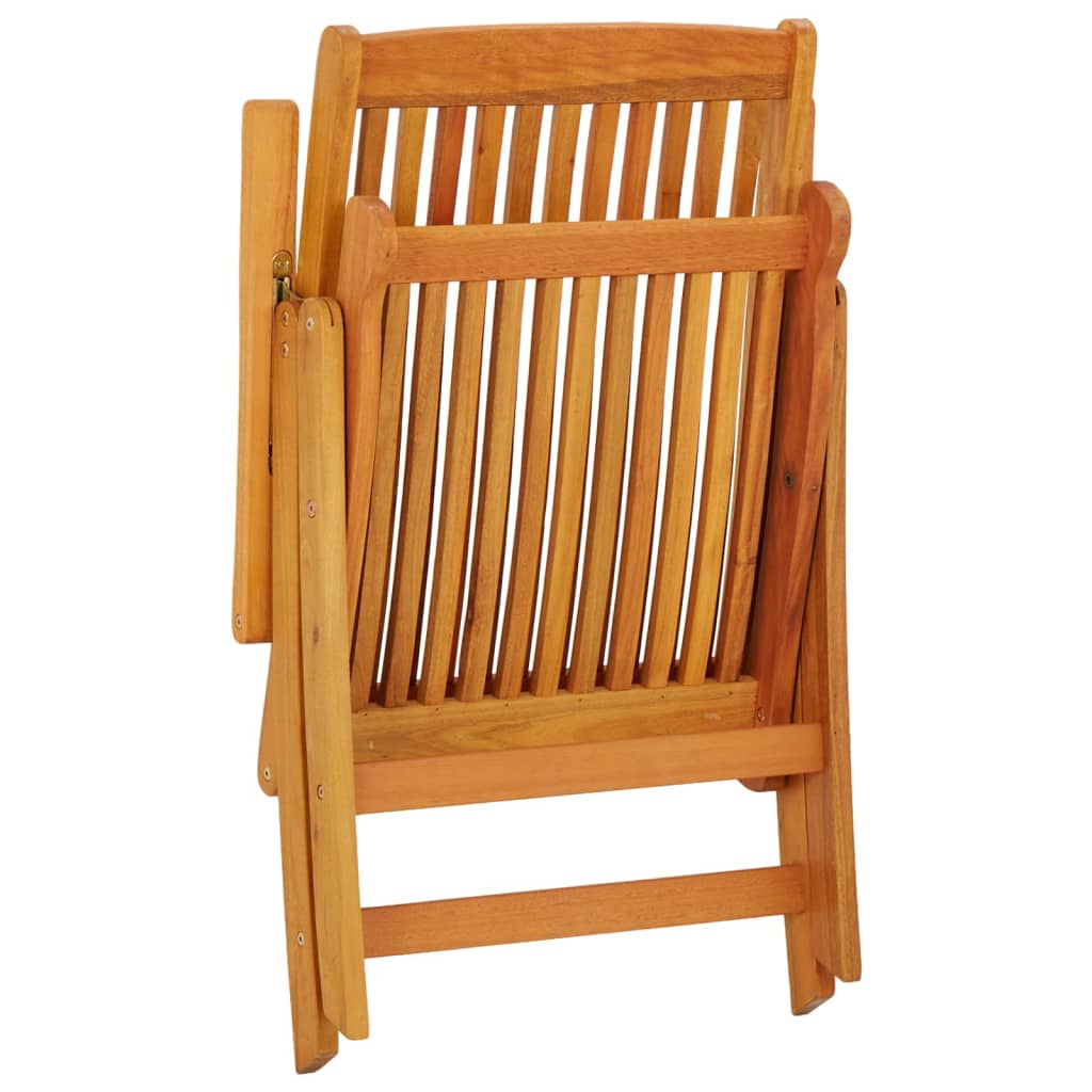 Solid Eucalyptus Folding Garden Chairs - Set of 2, Natural Finish