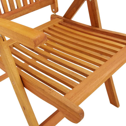 Solid Eucalyptus Folding Garden Chairs - Set of 2, Natural Finish