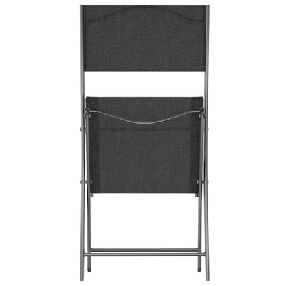 Black Steel & Textilene Folding Outdoor Chairs - Set of 2