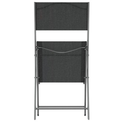 4-Piece Black Steel & Textilene Folding Outdoor Chairs