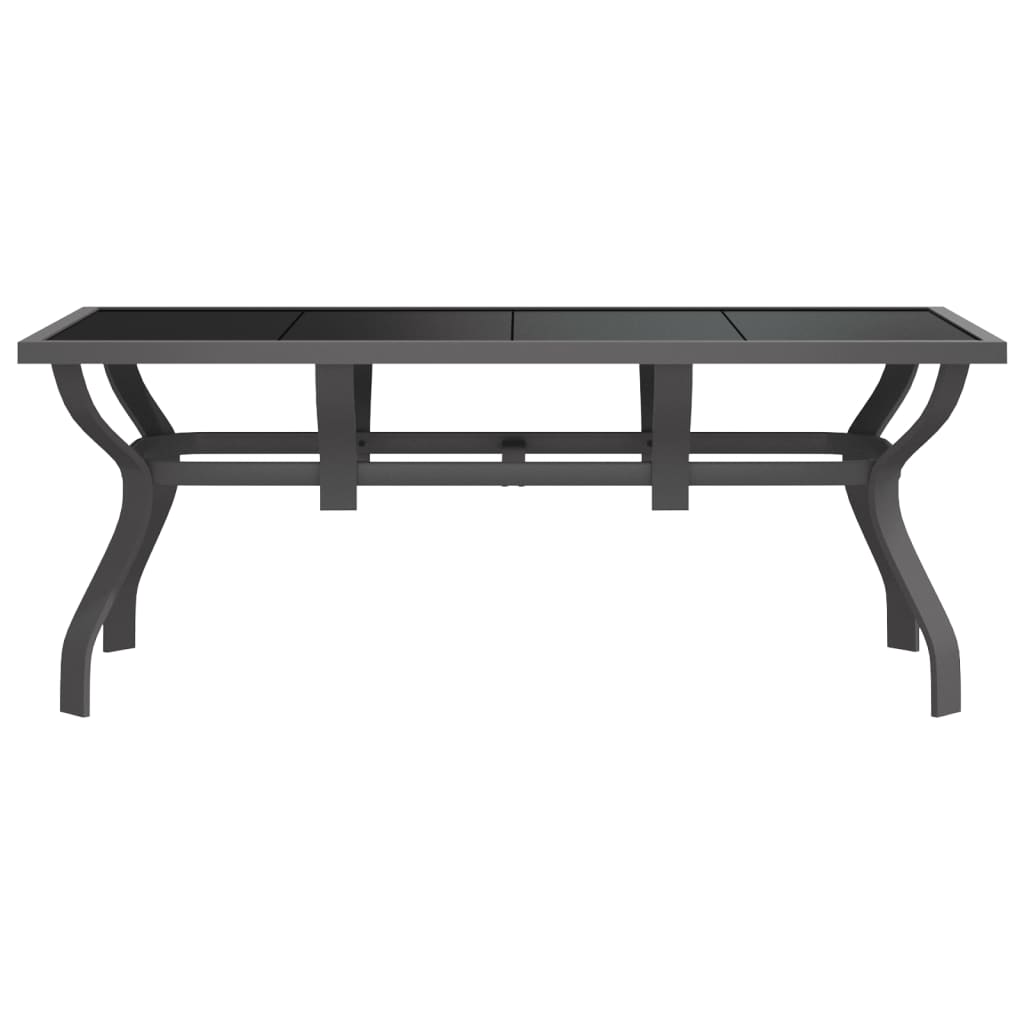 Garden Table Grey and Black 180x80x70 cm Steel and Glass
