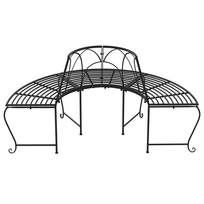 Black Steel Half Round Tree Bench Set - 2 Pieces, Ø159 cm