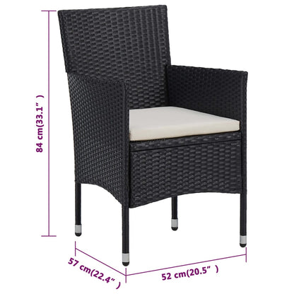 3 Piece Garden Dining Set with Cushions Brown