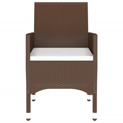 3 Piece Garden Bistro Set Poly Rattan and Tempered Glass Brown