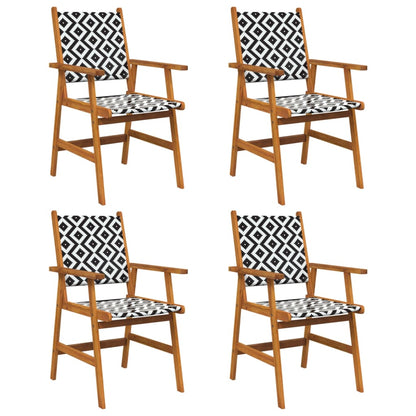 4-Piece Solid Acacia Wood Garden Chairs - Durable Outdoor Seating