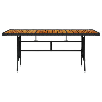 Garden Table Black 160x70x72 cm Poly Rattan & Solid Acacia Wood