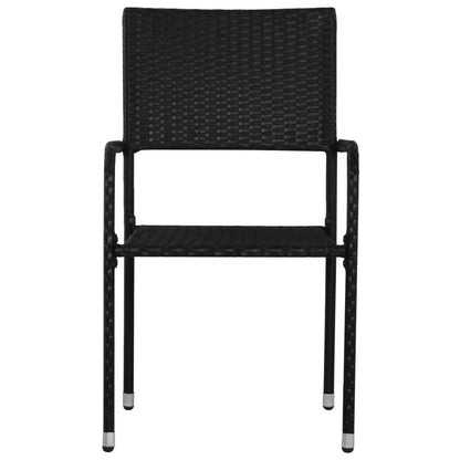 Stackable Black Poly Rattan Garden Dining Chairs - Set of 2