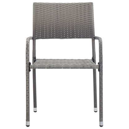 Stackable Grey Poly Rattan Garden Dining Chairs - Set of 2