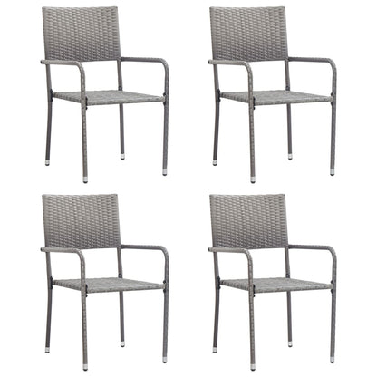 Stackable Grey Poly Rattan Garden Dining Chairs - Set of 4