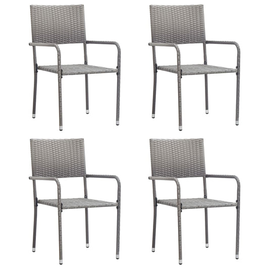 Stackable Grey Poly Rattan Garden Dining Chairs - Set of 4