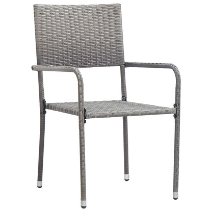 Stackable Grey Poly Rattan Garden Dining Chairs - Set of 4