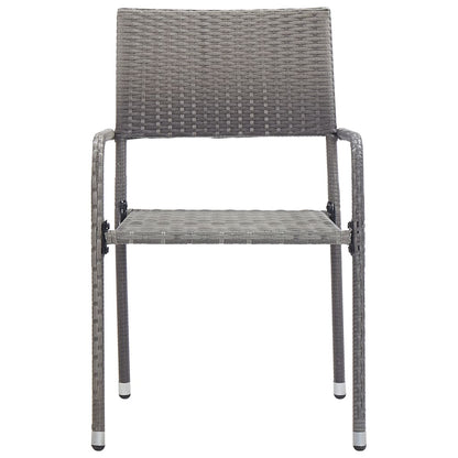 Stackable Grey Poly Rattan Garden Dining Chairs - Set of 4