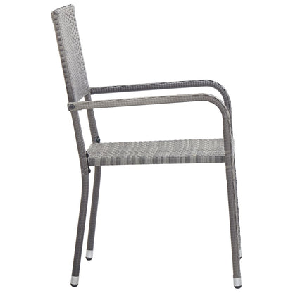 Stackable Grey Poly Rattan Garden Dining Chairs - Set of 4