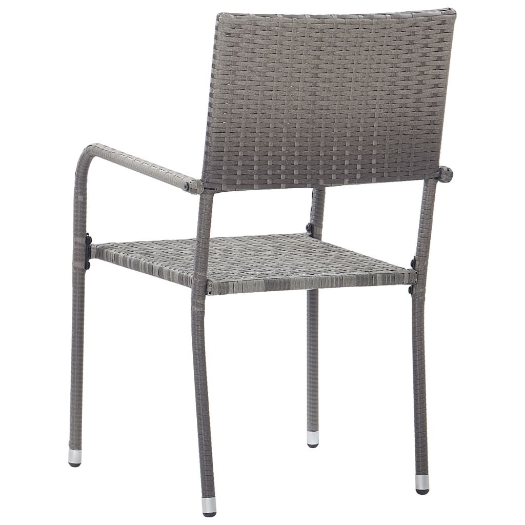 Stackable Grey Poly Rattan Garden Dining Chairs - Set of 4